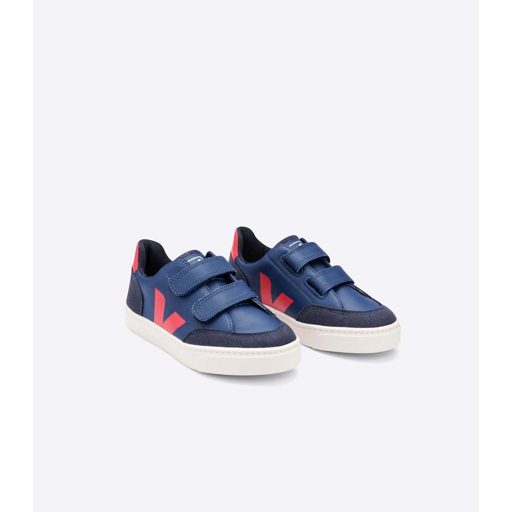 Veja V-12 LEATHER Sneakers Kinderen Donkerblauw | NL 874VRW